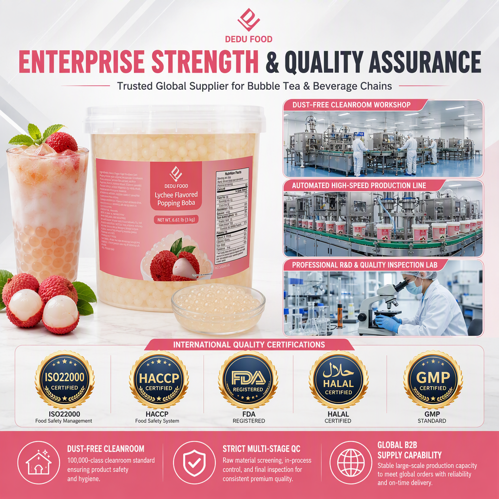 Dayou International Brand Source Factory 3 kg Lychee Flavored Popping Boba For Bubble Tea