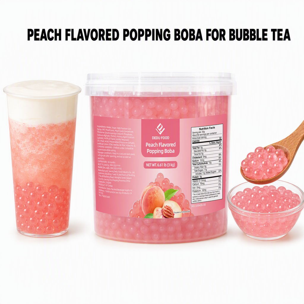 Dayou International Brand Source Factory 3 kg Peach Flavored Popping Boba For Bubble Tea