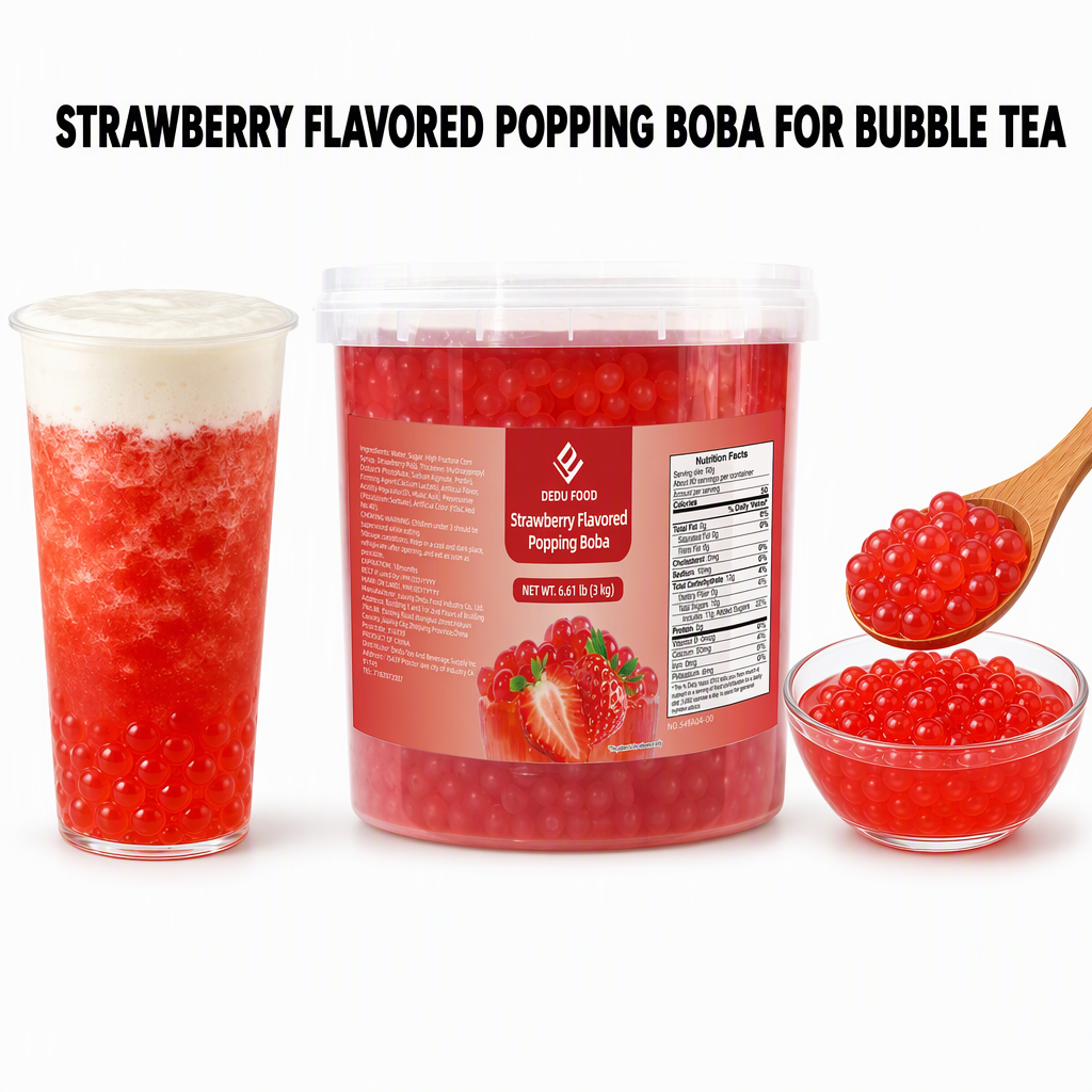 Dayou International Brand Source Factory 3 kg Strawberry Flavored Popping Boba For Bubble Tea