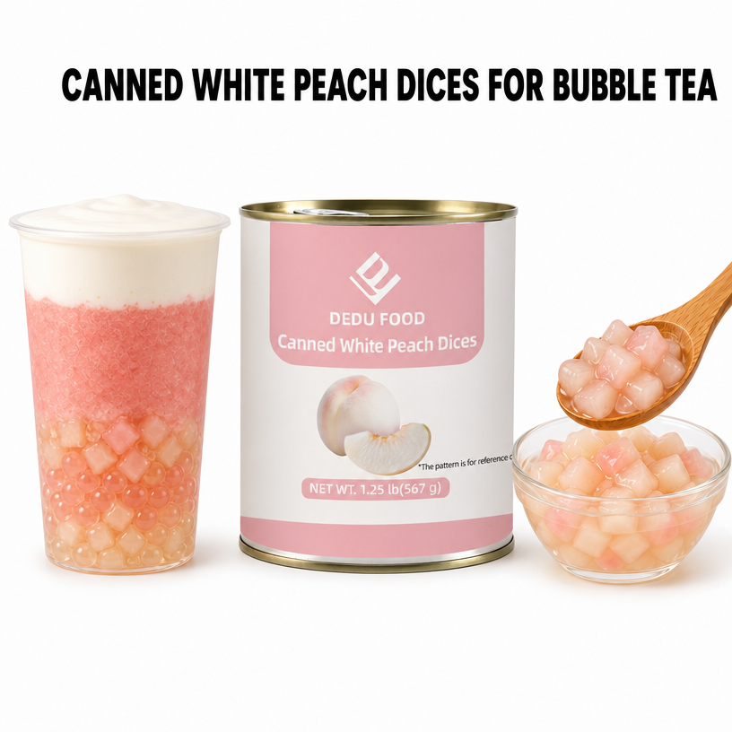 Dayou International Brand Source Factory 567g Canned White Peach Dices For Bubble Tea