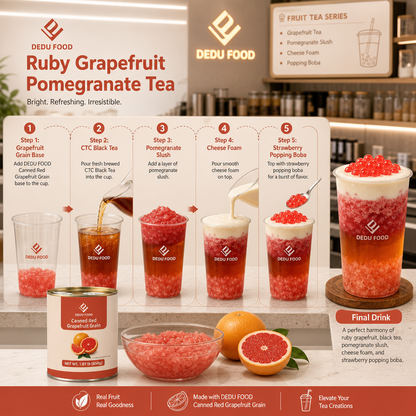 Dayou International Brand Source Factory 850g Canned Red Grapefruit Grain For Bubble Tea