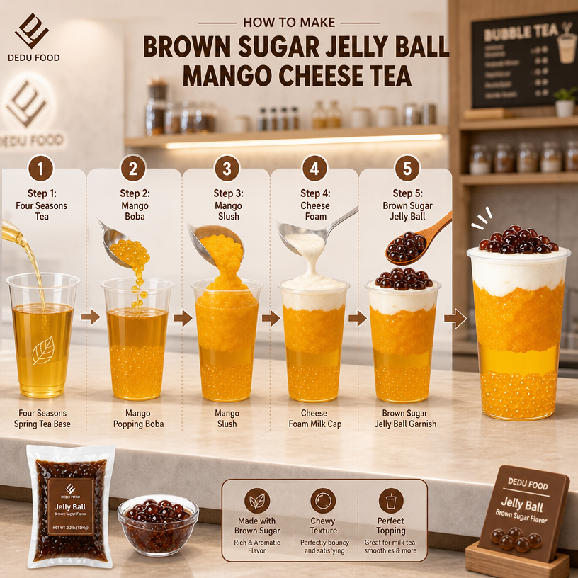 Dayou International Brand Source Factory 1000g Brown Sugar Jelly Ball For Bubble Tea