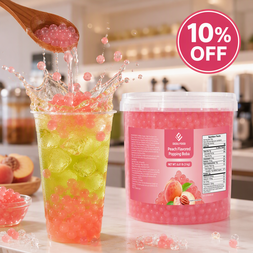 Dayou International Brand Source Factory 3 kg Peach Flavored Popping Boba For Bubble Tea