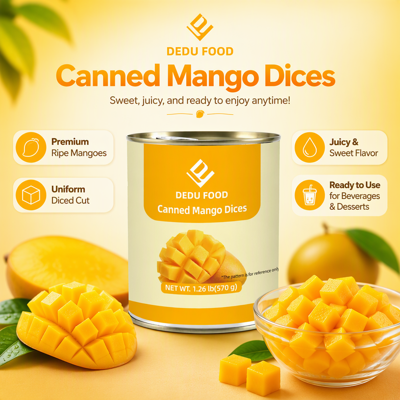 Dayou International Brand Source Factory 570g Canned Mango Dices For Bubble Tea