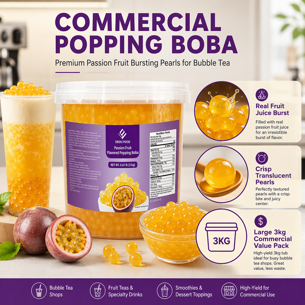 Dayou International Brand Source Factory 3 kg Passion Fruit Flavored Popping Boba For Bubble Tea