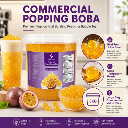 Dayou International Brand Source Factory 3 kg Passion Fruit Flavored Popping Boba For Bubble Tea