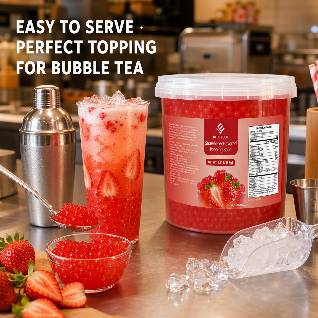 Dayou International Brand Source Factory 3 kg Strawberry Flavored Popping Boba For Bubble Tea