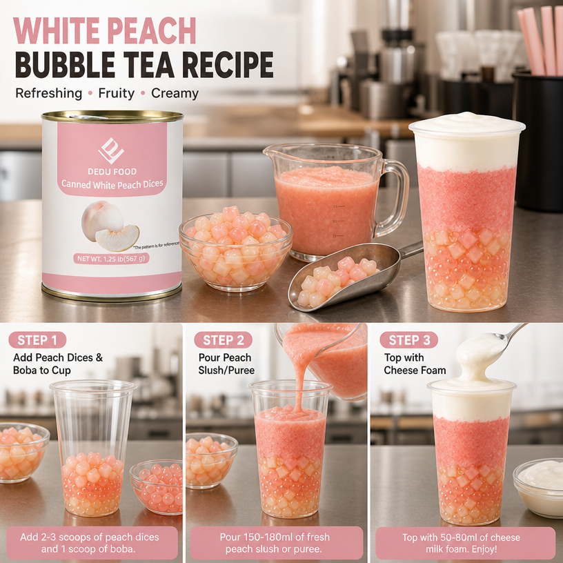 Dayou International Brand Source Factory 567g Canned White Peach Dices For Bubble Tea