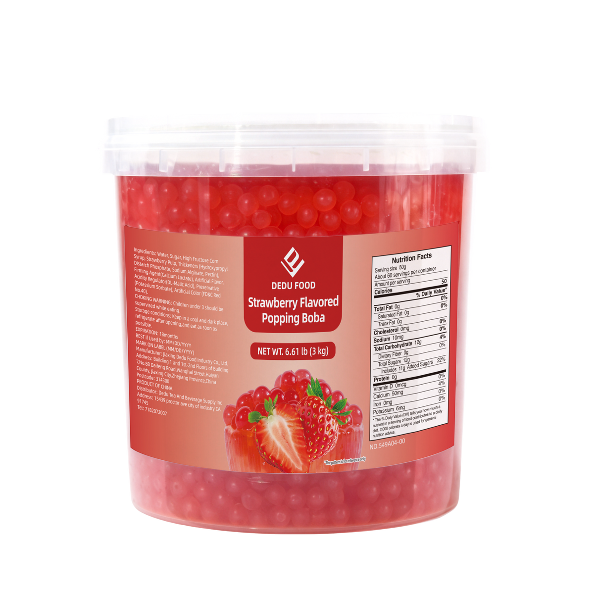 Dayou International Brand Source Factory 3 kg Strawberry Flavored Popping Boba For Bubble Tea