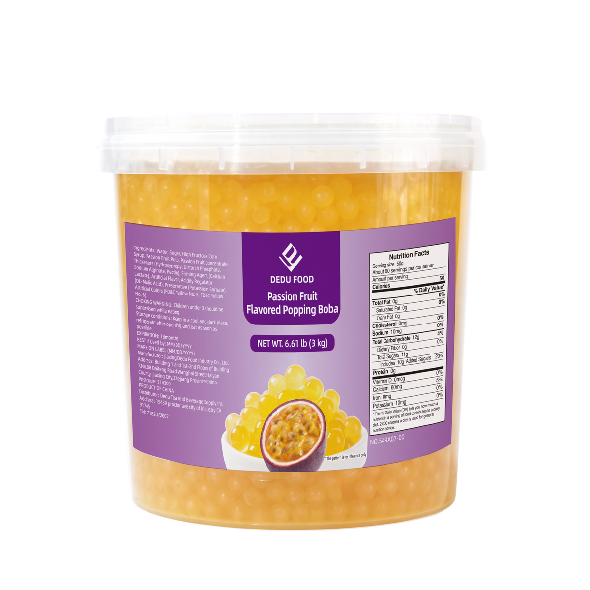 Dayou International Brand Source Factory 3 kg Passion Fruit Flavored Popping Boba For Bubble Tea