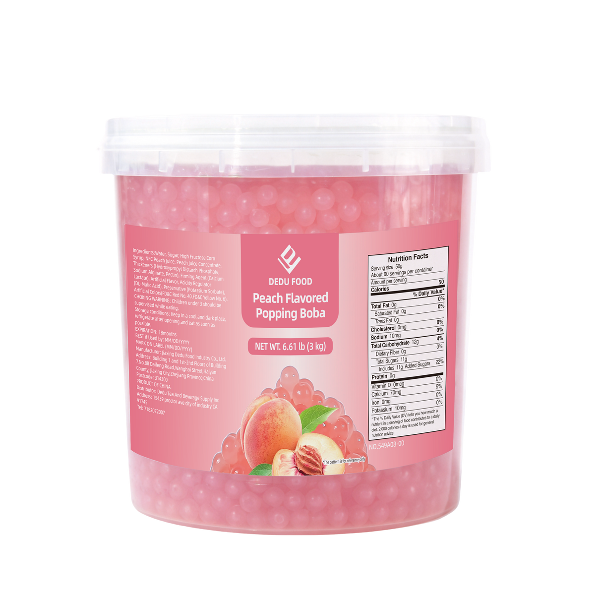 Dayou International Brand Source Factory 3 kg Peach Flavored Popping Boba For Bubble Tea