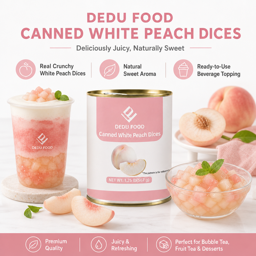 Dayou International Brand Source Factory 567g Canned White Peach Dices For Bubble Tea