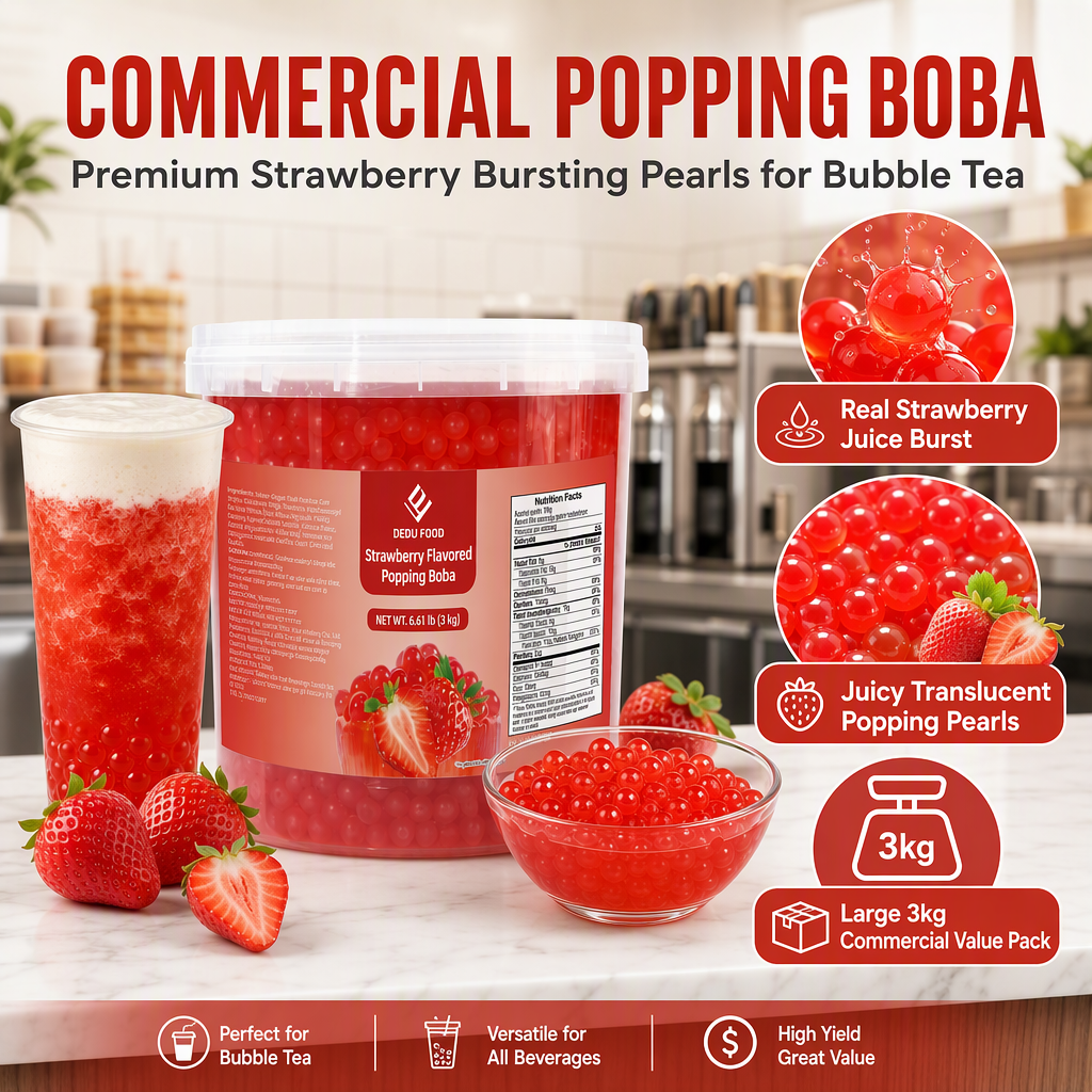 Dayou International Brand Source Factory 3 kg Strawberry Flavored Popping Boba For Bubble Tea
