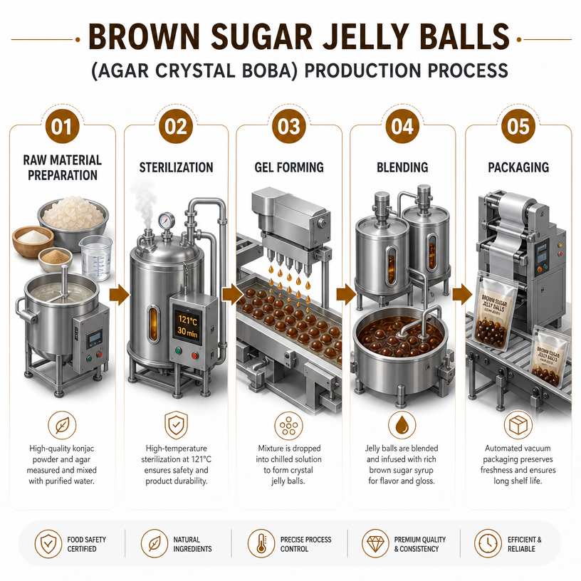 Dayou International Brand Source Factory 1000g Brown Sugar Jelly Ball For Bubble Tea