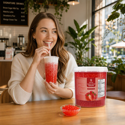 Dayou International Brand Source Factory 3 kg Strawberry Flavored Popping Boba For Bubble Tea