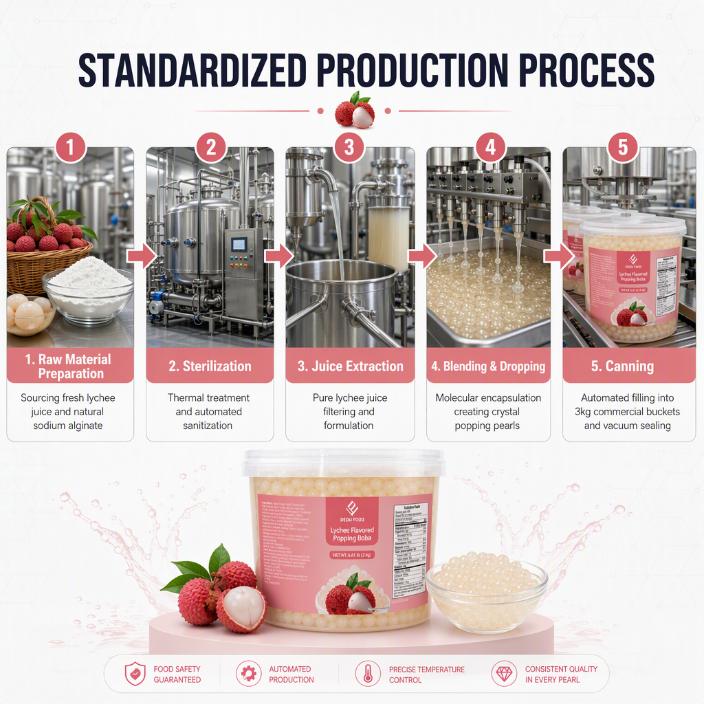 Dayou International Brand Source Factory 3 kg Lychee Flavored Popping Boba For Bubble Tea