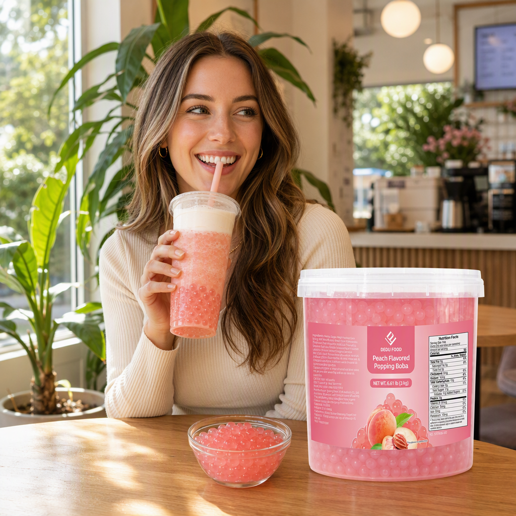 Dayou International Brand Source Factory 3 kg Peach Flavored Popping Boba For Bubble Tea