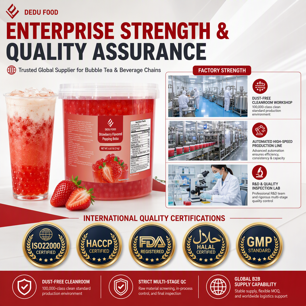 Dayou International Brand Source Factory 3 kg Strawberry Flavored Popping Boba For Bubble Tea
