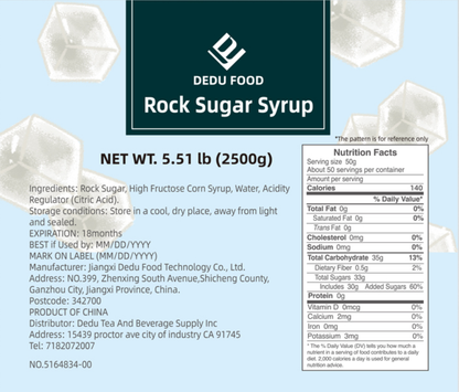 Dayou International Brand Source Factory 2.5 kg Rock Sugar Syrup For Bubble Tea