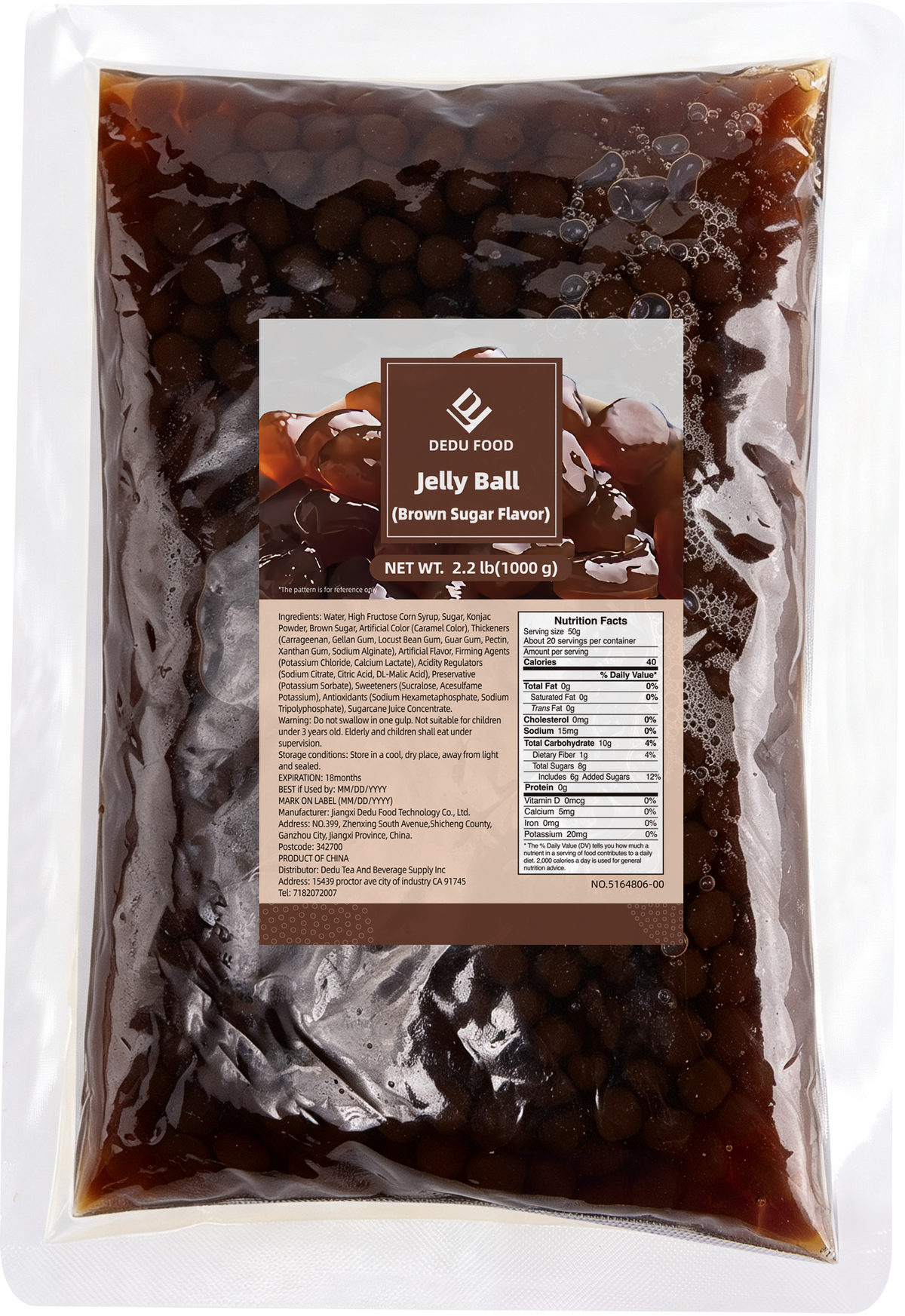 Dayou International Brand Source Factory 1000g Brown Sugar Jelly Ball For Bubble Tea