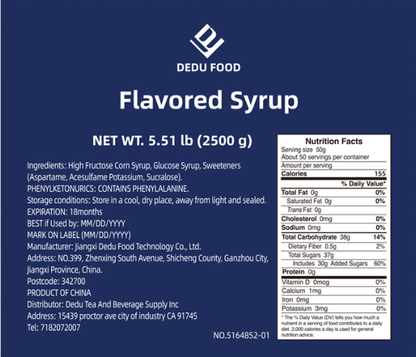 Dayou International Brand Source Factory 2.5 kg Flavored Syrup For Bubble Tea